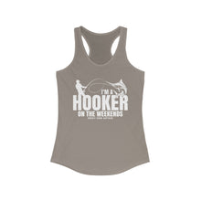 Load image into Gallery viewer, I'm a Hooker on the Weekends Marlin Design Funny Credit Card Captain Women's Racerback Tanktop