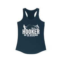 Load image into Gallery viewer, I'm a Hooker on the Weekends Marlin Design Funny Credit Card Captain Women's Racerback Tanktop