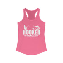 Load image into Gallery viewer, I'm a Hooker on the Weekends Marlin Design Funny Credit Card Captain Women's Racerback Tanktop