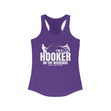 Load image into Gallery viewer, I'm a Hooker on the Weekends Marlin Design Funny Credit Card Captain Women's Racerback Tanktop