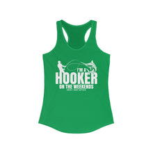 Load image into Gallery viewer, I'm a Hooker on the Weekends Marlin Design Funny Credit Card Captain Women's Racerback Tanktop