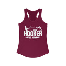 Load image into Gallery viewer, I'm a Hooker on the Weekends Marlin Design Funny Credit Card Captain Women's Racerback Tanktop
