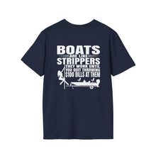 Load image into Gallery viewer, Boats Are Like Strippers Funny Official Credit Card Captain- Bass Boat Design Softstyle T-Shirt