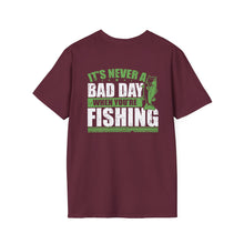 Load image into Gallery viewer, It's Never a Bad Day When You're Fishing Bass Design Official CCC Softstyle T-Shirt