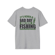 Load image into Gallery viewer, It's Never a Bad Day When You're Fishing Bass Design Official CCC Softstyle T-Shirt