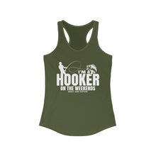 Load image into Gallery viewer, I&#39;m a Hooker on the Weekends Bass Design Funny Credit Card Captain Women&#39;s Racerback Tanktop
