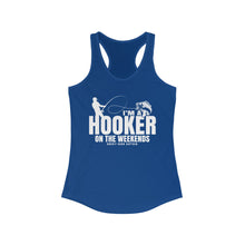 Load image into Gallery viewer, I&#39;m a Hooker on the Weekends Bass Design Funny Credit Card Captain Women&#39;s Racerback Tanktop
