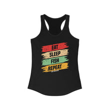 Load image into Gallery viewer, Eat, Sleep, Fish, Repeat Official Credit Card Captain Women&#39;s Racerback Tank
