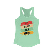 Load image into Gallery viewer, Eat, Sleep, Fish, Repeat Official Credit Card Captain Women&#39;s Racerback Tank
