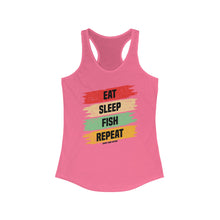 Load image into Gallery viewer, Eat, Sleep, Fish, Repeat Official Credit Card Captain Women&#39;s Racerback Tank
