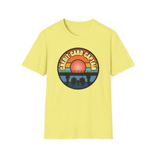 Load image into Gallery viewer, Sunset Under The Bridge Pontoon Dispensor Official Credit Card Captain Softstyle T-Shirt
