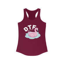 Load image into Gallery viewer, DTF Down To Float Flamingo Floatie Funny Women&#39;s Raceback Tank
