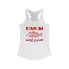 Load image into Gallery viewer, Legalize It American Red Snapper Official Credit Card Captain Women&#39;s Racerback Tank
