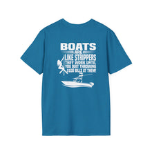 Load image into Gallery viewer, Boats Are Like Strippers Funny Official Credit Card Captain- Center Console Design with Rigging Softstyle T-Shirt
