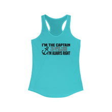 Load image into Gallery viewer, I&#39;m the Captain, I&#39;m Always Right Funny Official Credit Card Captain Women&#39;s Racerback Tank
