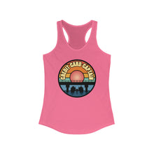 Load image into Gallery viewer, Sunset Under The Bridge Pontoon Dispensor Official Credit Card Captain Women&#39;s Racerback Tank
