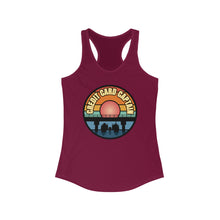 Load image into Gallery viewer, Sunset Under The Bridge Pontoon Dispensor Official Credit Card Captain Women&#39;s Racerback Tank
