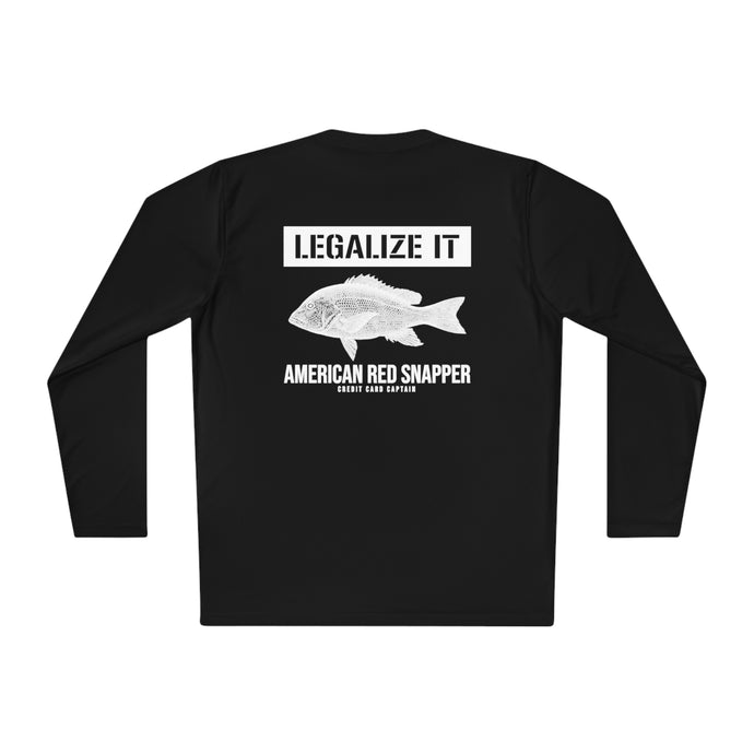 Legalize American Red Snapper Official Credit Card Captain Long Sleeve Tee