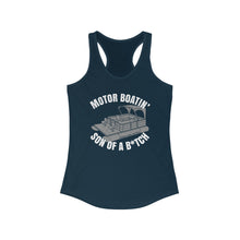 Load image into Gallery viewer, Motor Boatin&#39; Son of a B*tch Funny Credit Card Captain Women&#39;s Racerback Tank
