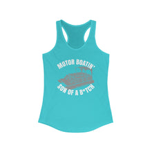 Load image into Gallery viewer, Motor Boatin&#39; Son of a B*tch Funny Credit Card Captain Women&#39;s Racerback Tank
