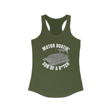 Load image into Gallery viewer, Motor Boatin&#39; Son of a B*tch Funny Credit Card Captain Women&#39;s Racerback Tank
