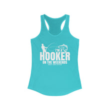 Load image into Gallery viewer, I&#39;m a Hooker on the Weekends Redfish Design Funny Credit Card Captain Women&#39;s Racerback Tanktop
