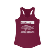 Load image into Gallery viewer, Legalize It American Red Snapper Official Credit Card Captain Women&#39;s Racerback Tank
