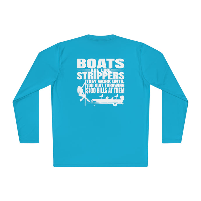 Boats Are Like Strippers Funny Official Credit Card Captain- Bass Boat Design Long Sleeve Tee