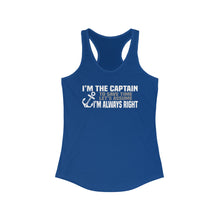 Load image into Gallery viewer, I&#39;m the Captain, I&#39;m Always Right Funny Official Credit Card Captain Women&#39;s Racerback Tank
