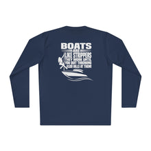 Load image into Gallery viewer, Boats Are Like Strippers Funny Official Credit Card Captain Long Sleeve Tee
