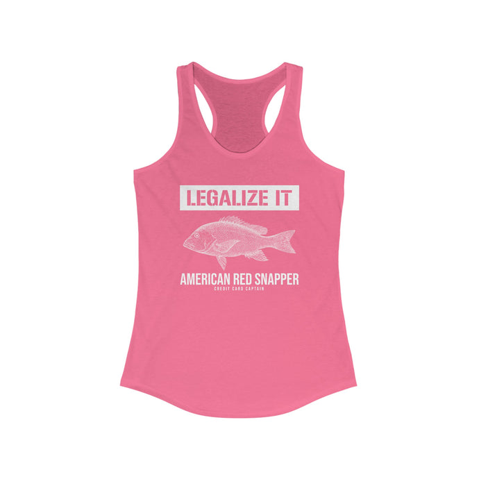 Legalize It American Red Snapper Official Credit Card Captain Women's Racerback Tank