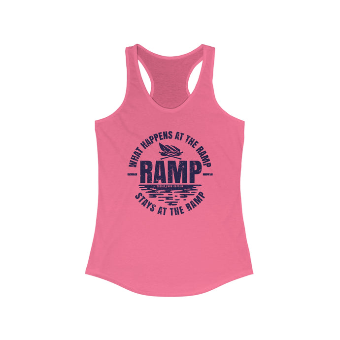 What Happens at the Ramp Stays at the Ramp Official CCC Funny Women's Ideal Racerback Tank