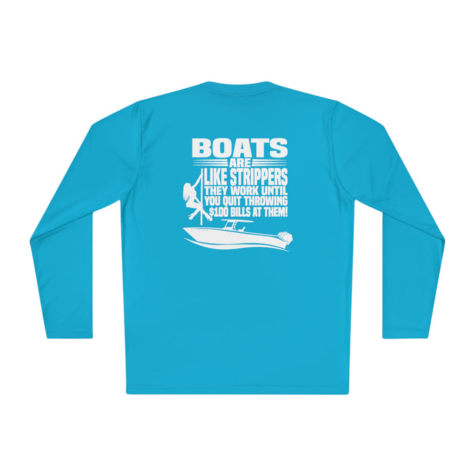 Boats Are Like Strippers Funny Official Credit Card Captain- T-Top Design Long Sleeve Tee