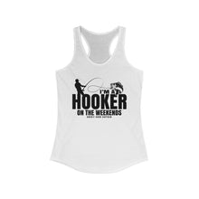 Load image into Gallery viewer, I&#39;m a Hooker on the Weekends Bass Design Funny Credit Card Captain Women&#39;s Racerback Tanktop
