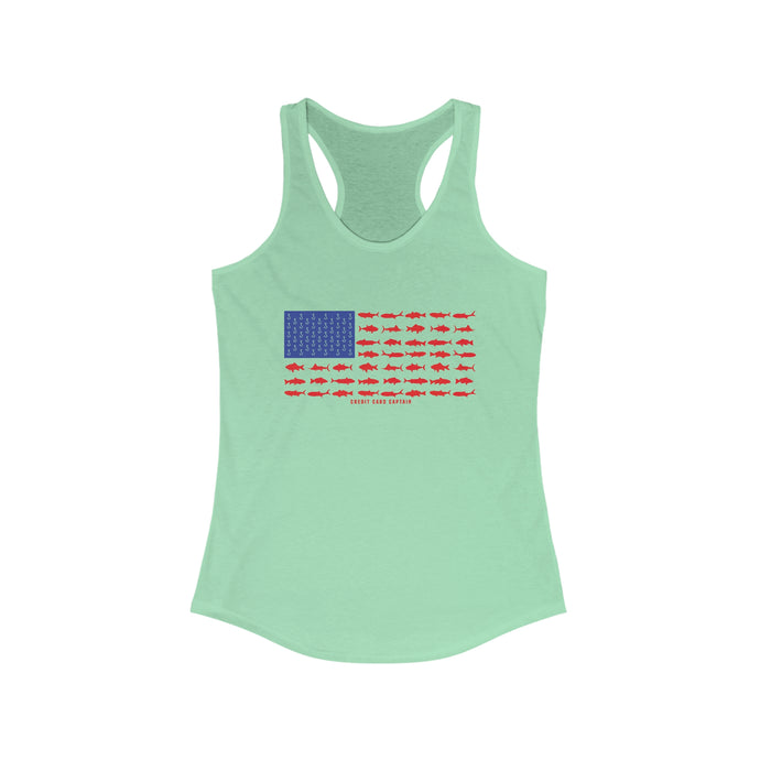 American Flag Fishing Women's Racerback Tank