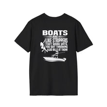 Load image into Gallery viewer, Boats Are Like Strippers Funny Official Credit Card Captain- Center Console Design with Rigging Softstyle T-Shirt
