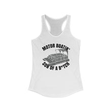 Load image into Gallery viewer, Motor Boatin&#39; Son of a B*tch Funny Credit Card Captain Women&#39;s Racerback Tank
