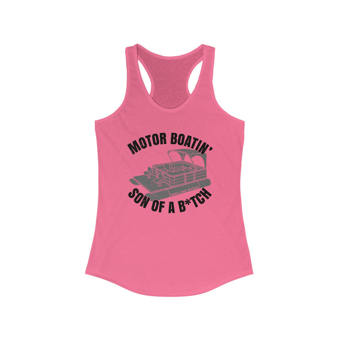 Motor Boatin' Son of a B*tch Funny Credit Card Captain Women's Racerback Tank