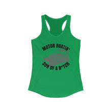 Load image into Gallery viewer, Motor Boatin&#39; Son of a B*tch Funny Credit Card Captain Women&#39;s Racerback Tank
