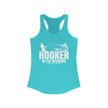 Load image into Gallery viewer, I&#39;m a Hooker on the Weekends Marlin Design Funny Credit Card Captain Women&#39;s Racerback Tanktop
