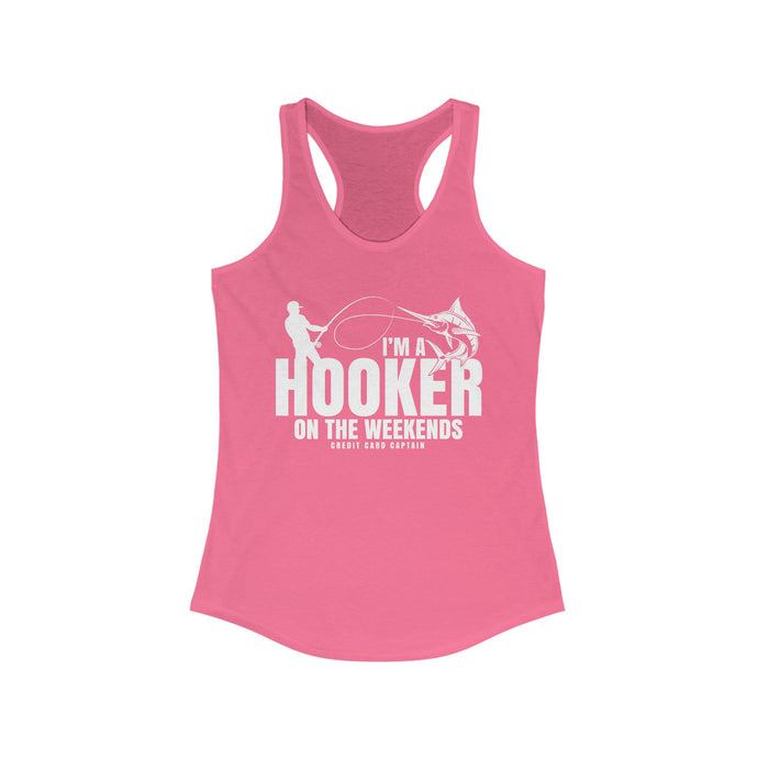 I'm a Hooker on the Weekends Marlin Design Funny Credit Card Captain Women's Racerback Tanktop