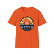 Load image into Gallery viewer, Sunset Under The Bridge Pontoon Dispensor Official Credit Card Captain Softstyle T-Shirt
